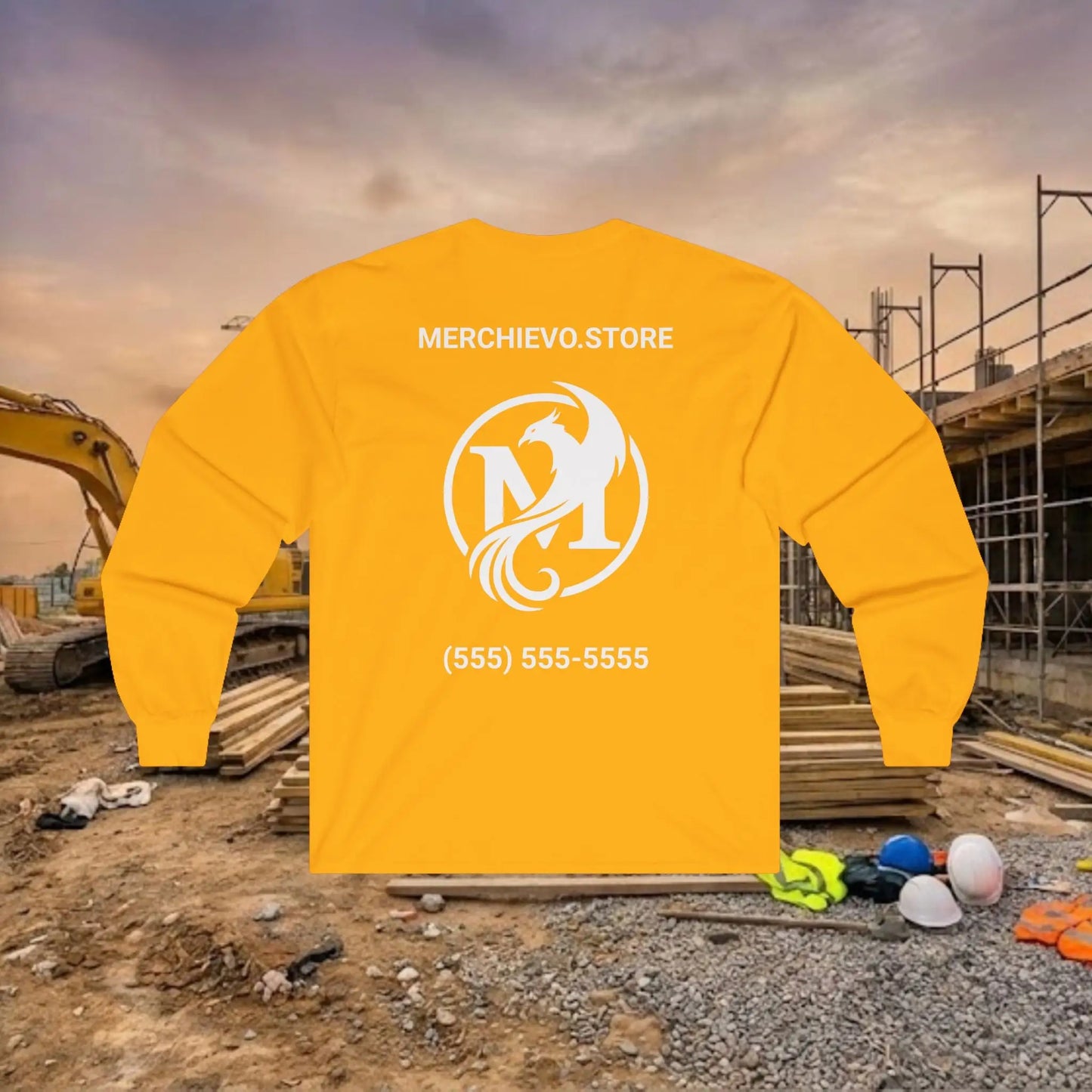 Custom Workwear Long Sleeve T-Shirt - Left Chest Logo & Crew Name (Ultra Cotton)