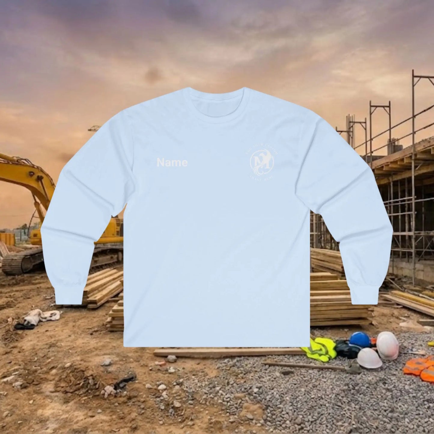 Custom Workwear Long Sleeve T-Shirt - Left Chest Logo & Crew Name (Ultra Cotton)