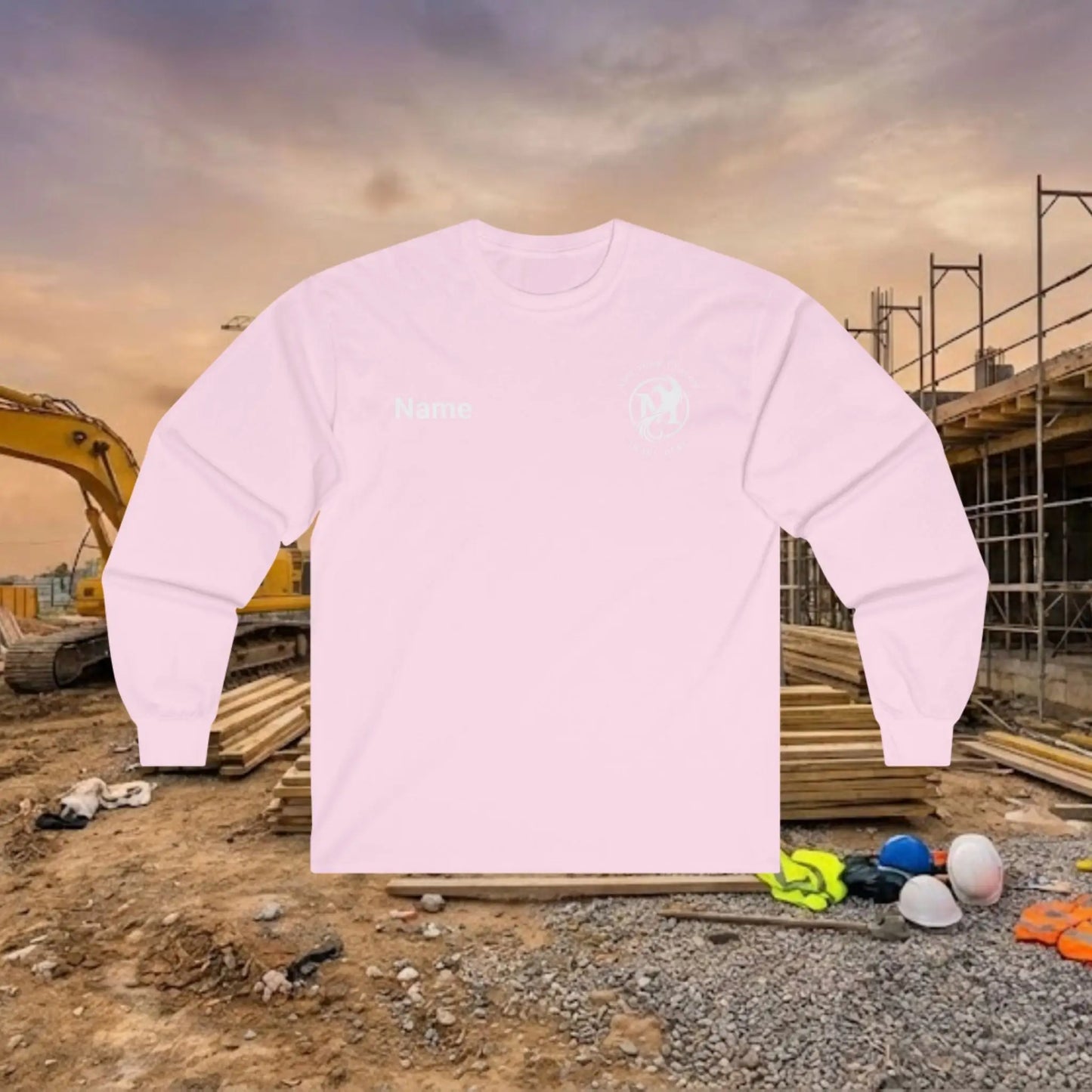 Custom Workwear Long Sleeve T-Shirt - Left Chest Logo & Crew Name (Ultra Cotton)
