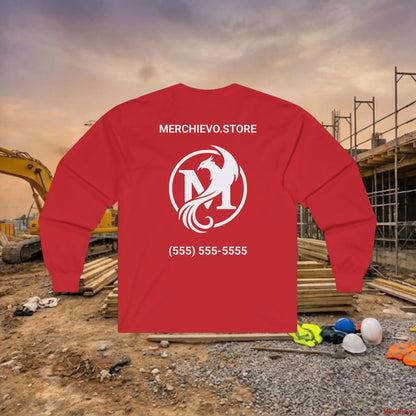 Custom Workwear Long Sleeve T-Shirt - Right Chest Logo & Crew Name (Ultra Cotton) Long-sleeve