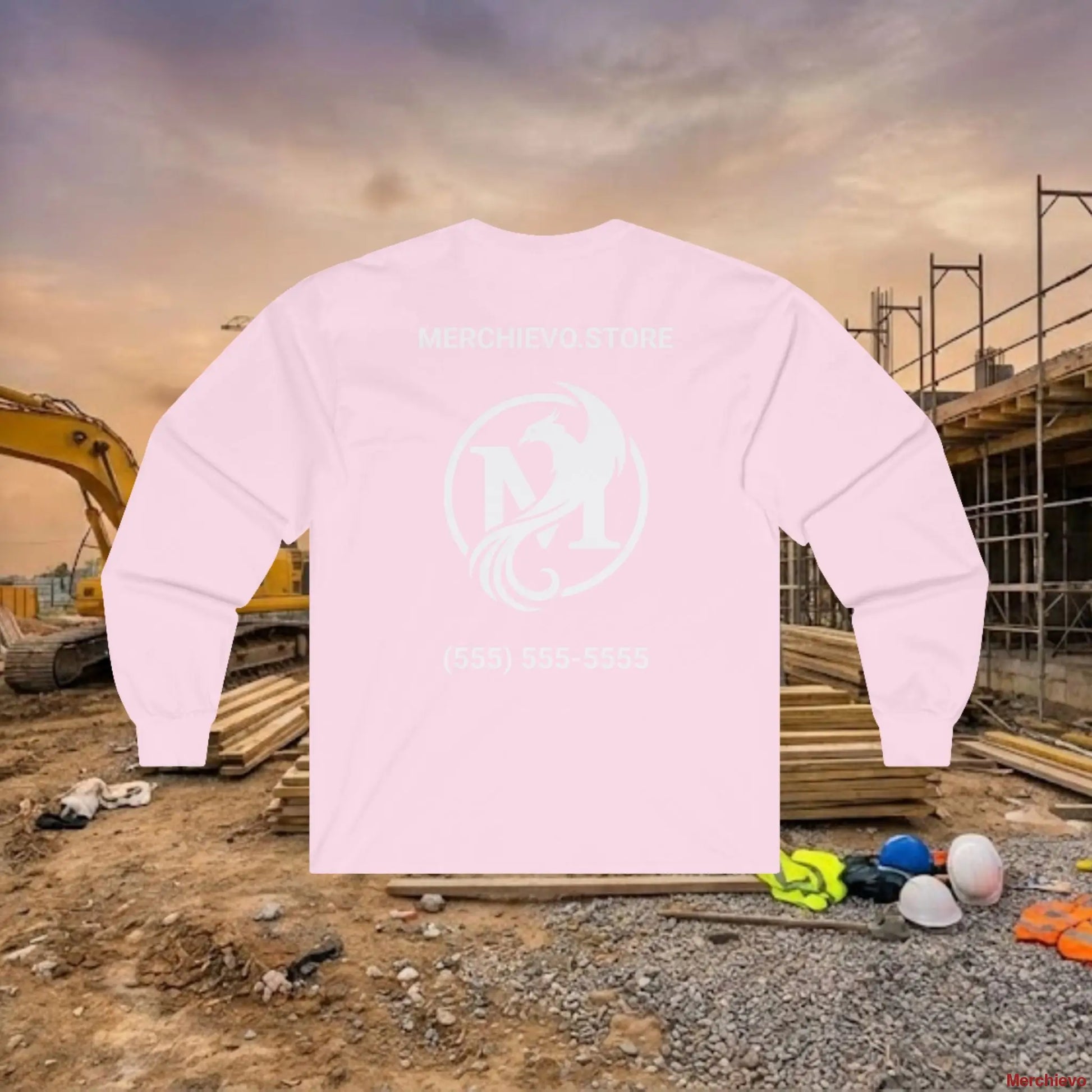Custom Workwear Long Sleeve T-Shirt - Right Chest Logo & Crew Name (Ultra Cotton) Long-sleeve