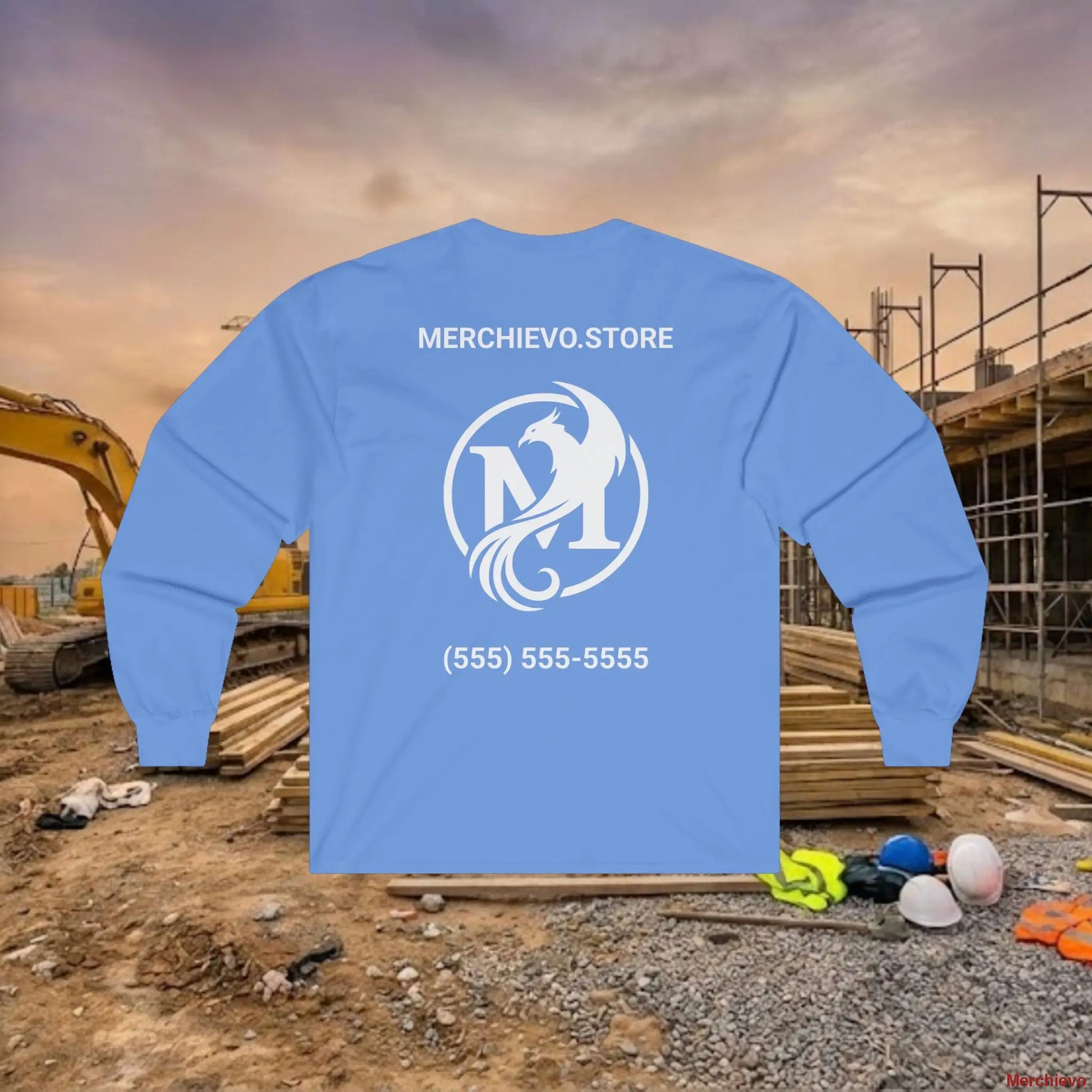 Custom Workwear Long Sleeve T-Shirt - Right Chest Logo & Crew Name (Ultra Cotton) Long-sleeve