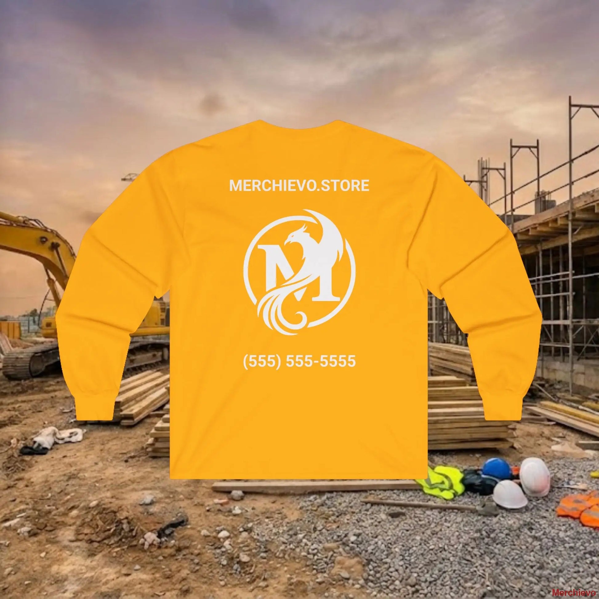 Custom Workwear Long Sleeve T-Shirt - Right Chest Logo & Crew Name (Ultra Cotton) Long-sleeve