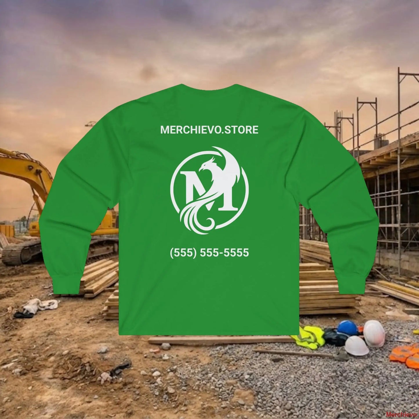 Custom Workwear Long Sleeve T-Shirt - Right Chest Logo & Crew Name (Ultra Cotton) Long-sleeve