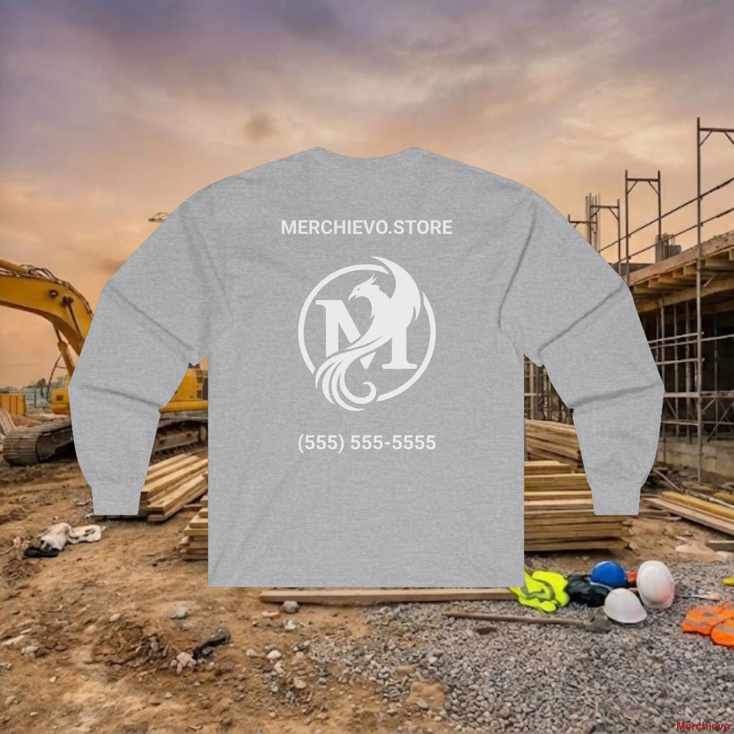 Custom Workwear Long Sleeve T-Shirt - Right Chest Logo & Crew Name (Ultra Cotton) Long-sleeve