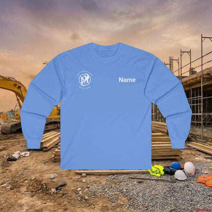 Custom Workwear Long Sleeve T-Shirt - Right Chest Logo & Crew Name (Ultra Cotton) Carolina Blue / S Long-sleeve