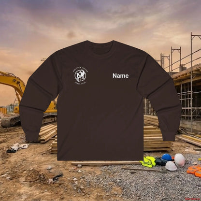Custom Workwear Long Sleeve T-Shirt - Right Chest Logo & Crew Name (Ultra Cotton) Dark Chocolate / S Long-sleeve
