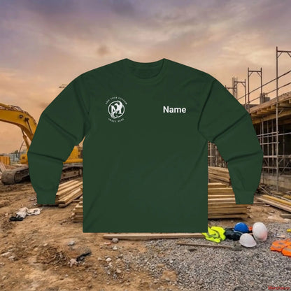 Custom Workwear Long Sleeve T-Shirt - Right Chest Logo & Crew Name (Ultra Cotton) Forest Green / S Long-sleeve
