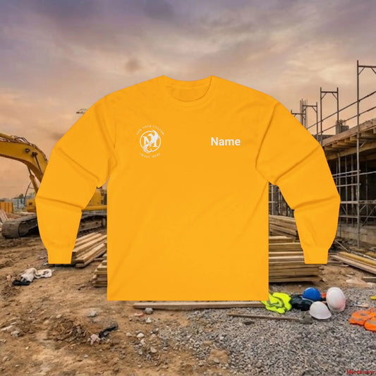 Custom Workwear Long Sleeve T-Shirt - Right Chest Logo & Crew Name (Ultra Cotton) Gold / S Long-sleeve