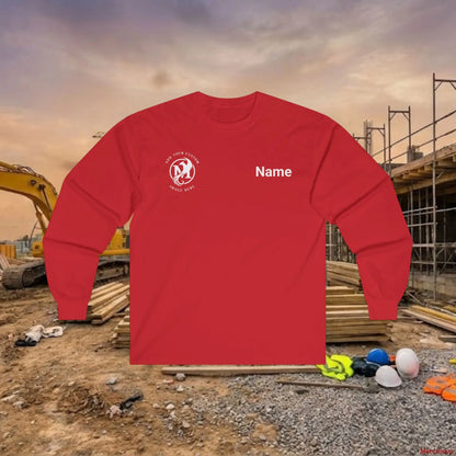 Custom Workwear Long Sleeve T-Shirt - Right Chest Logo & Crew Name (Ultra Cotton) Red / S Long-sleeve