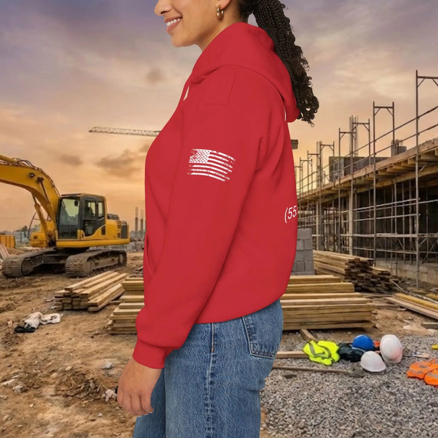 Custom Workwear Pull Over Hoodie – Center Chest Company Logo & Name (Gildan Heavy Blend)