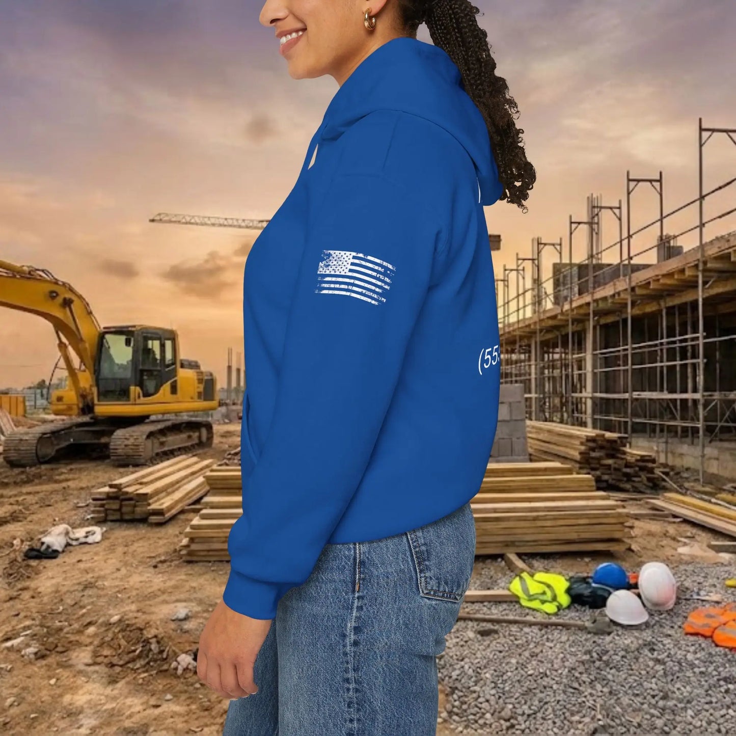 Custom Workwear Pull Over Hoodie – Center Chest Company Logo & Name (Gildan Heavy Blend)