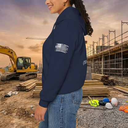 Custom Workwear Pull Over Hoodie – Center Chest Company Logo & Name (Gildan Heavy Blend)