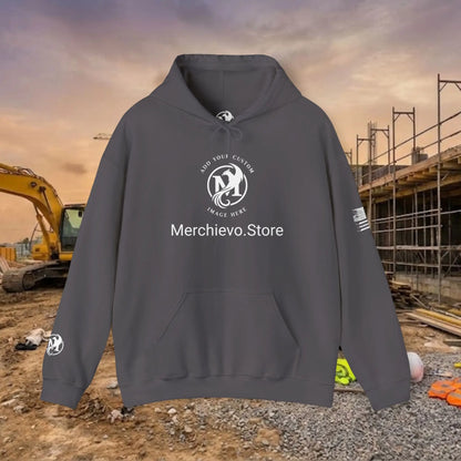 Custom Workwear Pull Over Hoodie – Center Chest Company Logo & Name (Gildan Heavy Blend)