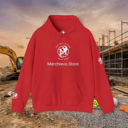 Custom Workwear Pull Over Hoodie – Center Chest Company Logo & Name (Gildan Heavy Blend)