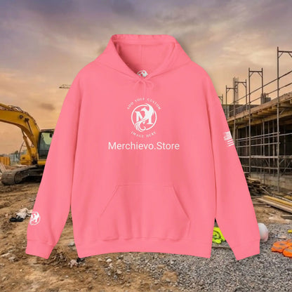 Custom Workwear Pull Over Hoodie – Center Chest Company Logo & Name (Gildan Heavy Blend)