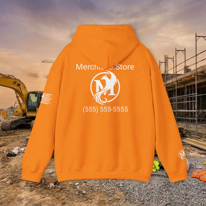 Custom Workwear Pull Over Hoodie – Center Chest Company Logo & Name (Gildan Heavy Blend)