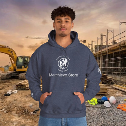 Custom Workwear Pull Over Hoodie – Center Chest Company Logo & Name (Gildan Heavy Blend)
