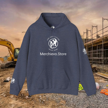 Custom Workwear Pull Over Hoodie – Center Chest Company Logo & Name (Gildan Heavy Blend)