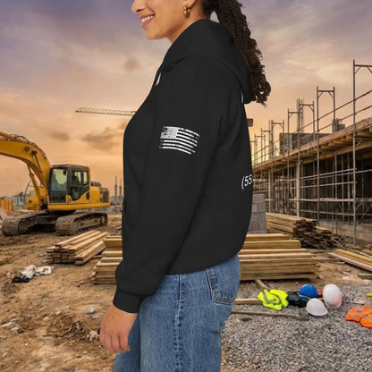 Custom Workwear Pull Over Hoodie – Center Chest Company Logo & Name (Gildan Heavy Blend)