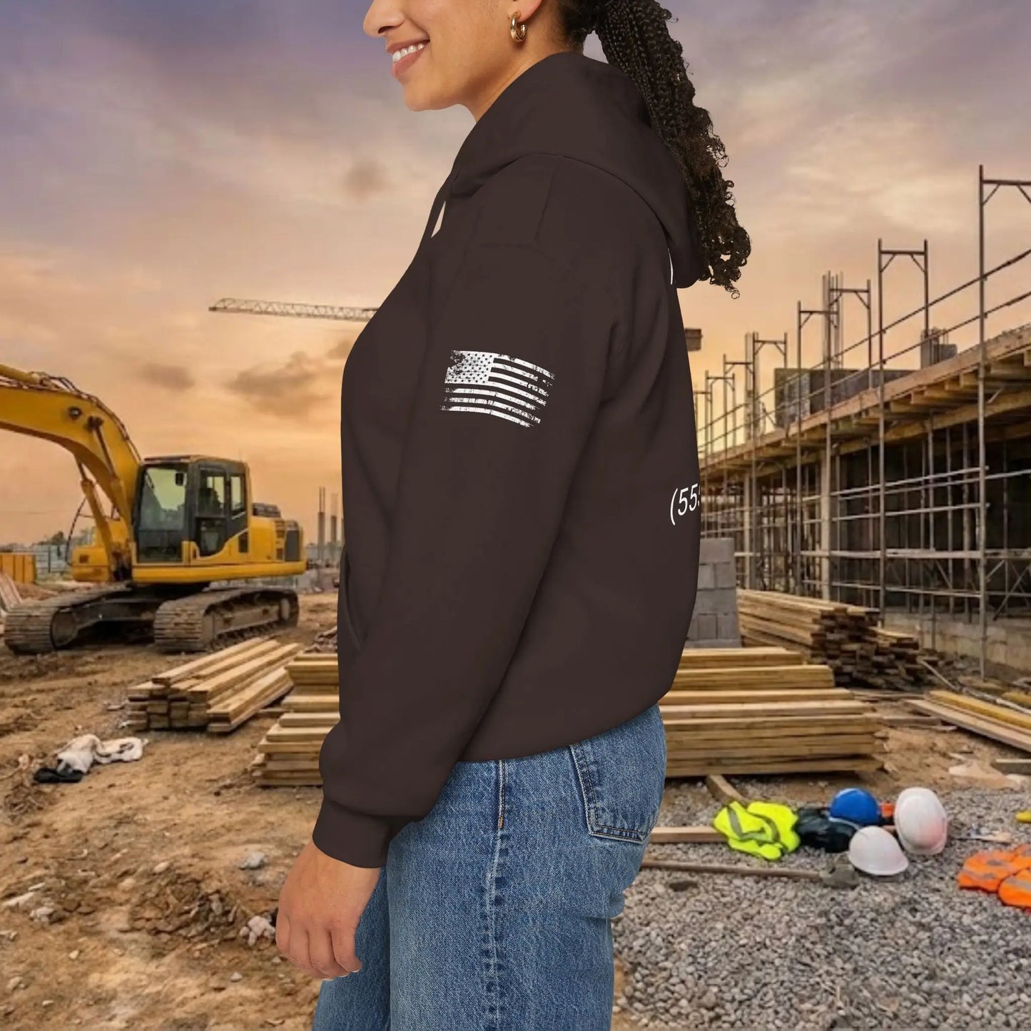 Custom Workwear Pull Over Hoodie – Center Chest Company Logo & Name (Gildan Heavy Blend)