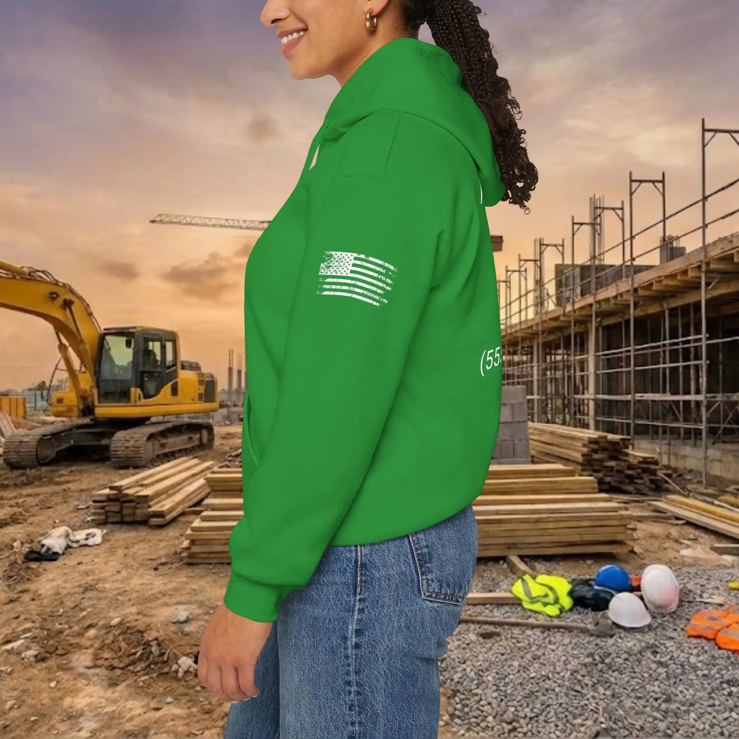 Custom Workwear Pull Over Hoodie – Center Chest Company Logo & Name (Gildan Heavy Blend)