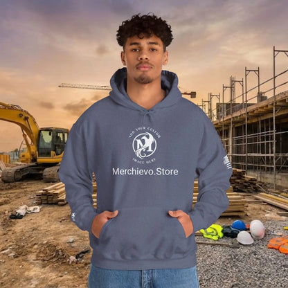 Custom Workwear Pull Over Hoodie – Center Chest Company Logo & Name (Gildan Heavy Blend)