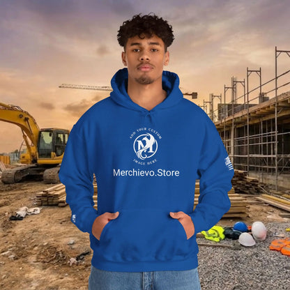 Custom Workwear Pull Over Hoodie – Center Chest Company Logo & Name (Gildan Heavy Blend)