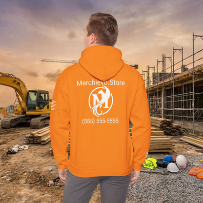 Custom Workwear Pull Over Hoodie – Center Chest Company Logo & Name (Gildan Heavy Blend)