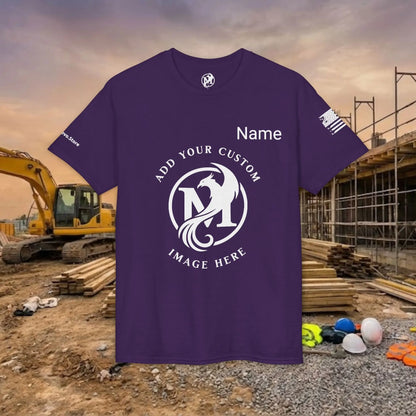 Custom Workwear T-Shirt – Center Chest Upload Your Logo & Text (DryBlend)