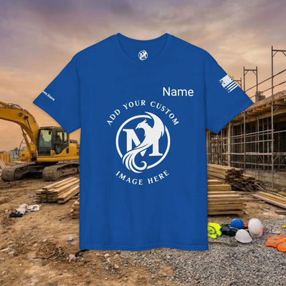 Custom Workwear T-Shirt – Center Chest Upload Your Logo & Text (DryBlend)