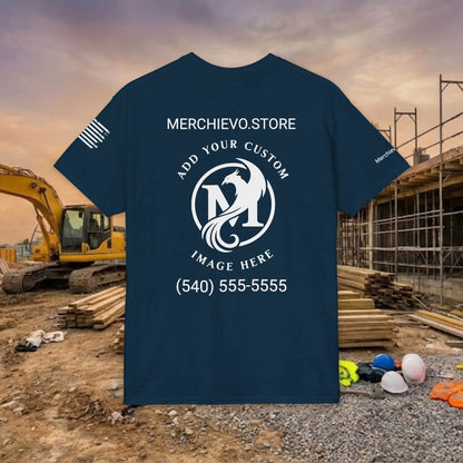 Custom Workwear T-Shirt – Center Chest Upload Your Logo & Text (DryBlend)