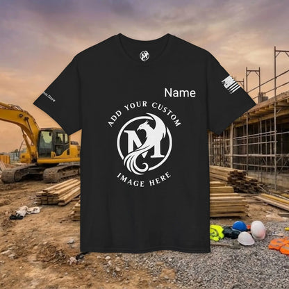 Custom Workwear T-Shirt – Center Chest Upload Your Logo & Text (DryBlend)