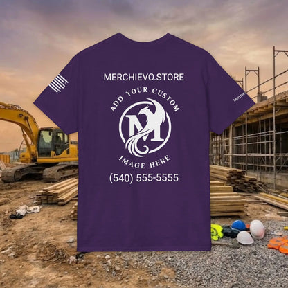 Custom Workwear T-Shirt – Center Chest Upload Your Logo & Text (DryBlend)