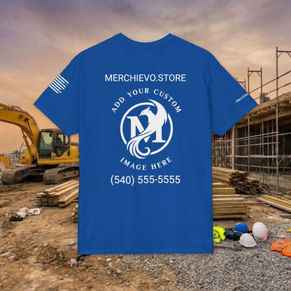Custom Workwear T-Shirt – Center Chest Upload Your Logo & Text (DryBlend)