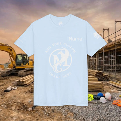 Custom Workwear T-Shirt – Center Chest Upload Your Logo & Text (DryBlend)