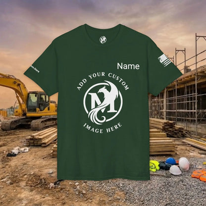 Custom Workwear T-Shirt – Center Chest Upload Your Logo & Text (DryBlend)