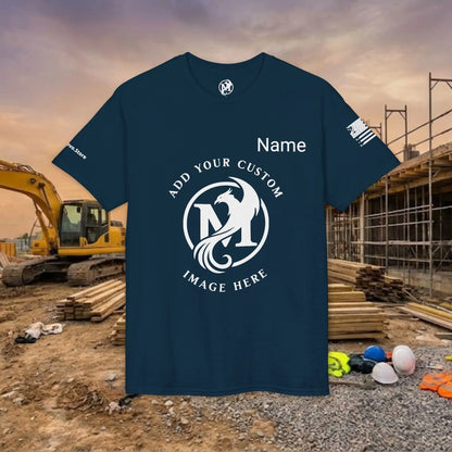 Custom Workwear T-Shirt – Center Chest Upload Your Logo & Text (DryBlend)