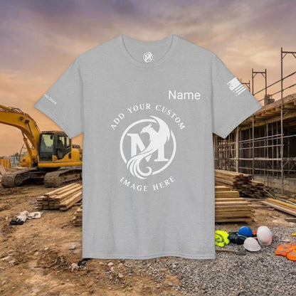Custom Workwear T-Shirt – Center Chest Upload Your Logo & Text (DryBlend)