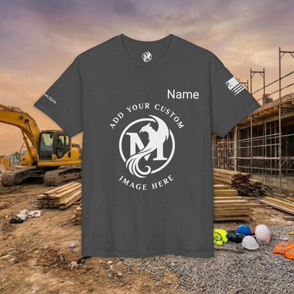 Custom Workwear T-Shirt – Center Chest Upload Your Logo & Text (DryBlend)