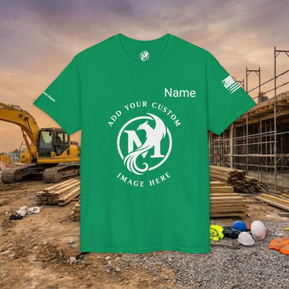 Custom Workwear T-Shirt – Center Chest Upload Your Logo & Text (DryBlend)