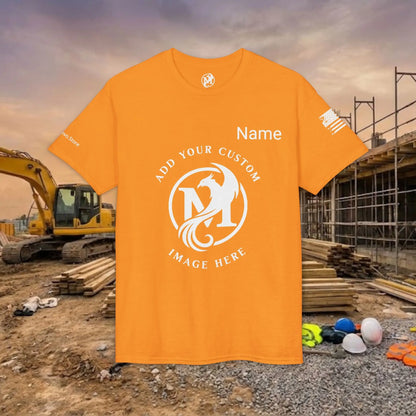Custom Workwear T-Shirt – Center Chest Upload Your Logo & Text (DryBlend)