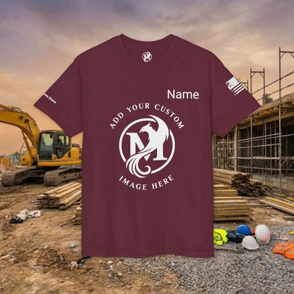 Custom Workwear T-Shirt – Center Chest Upload Your Logo & Text (DryBlend)