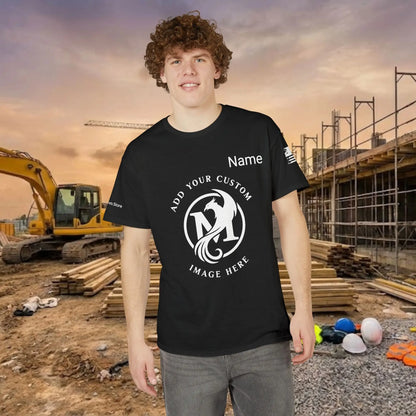 Custom Workwear T-Shirt – Center Chest Upload Your Logo & Text (DryBlend)