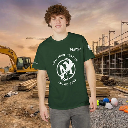 Custom Workwear T-Shirt – Center Chest Upload Your Logo & Text (DryBlend)