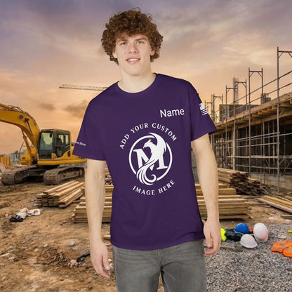 Custom Workwear T-Shirt – Center Chest Upload Your Logo & Text (DryBlend)