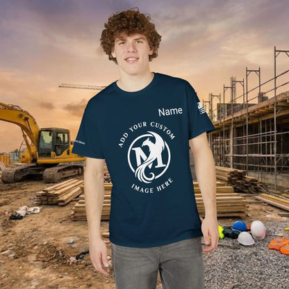 Custom Workwear T-Shirt – Center Chest Upload Your Logo & Text (DryBlend)