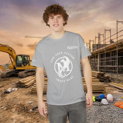 Custom Workwear T-Shirt – Center Chest Upload Your Logo & Text (DryBlend)