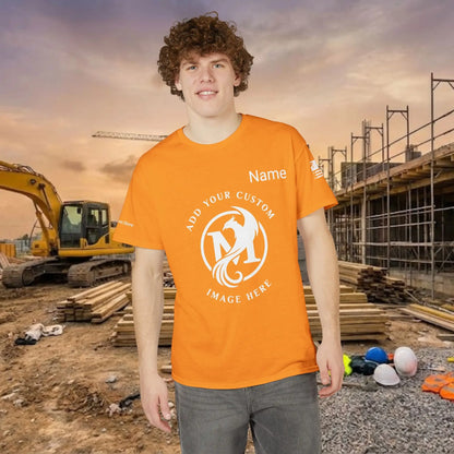 Custom Workwear T-Shirt – Center Chest Upload Your Logo & Text (DryBlend)