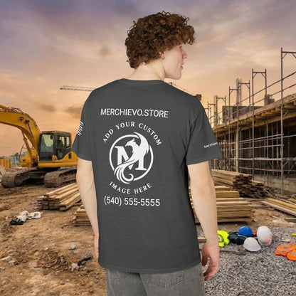Custom Workwear T-Shirt – Right Chest Upload Your Logo & Text (DryBlend)